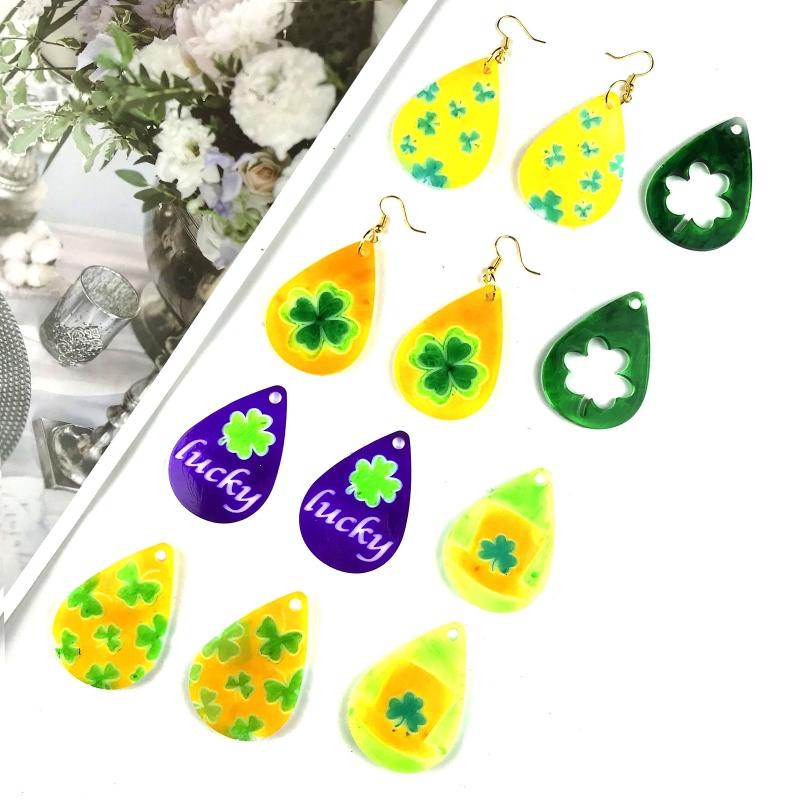 Ohrring Harzform Kleeblatt Ornament Silikonform Epoxidharz Gießen mit Loch für DIY Handwerk Schmuckherstellung Anhänger