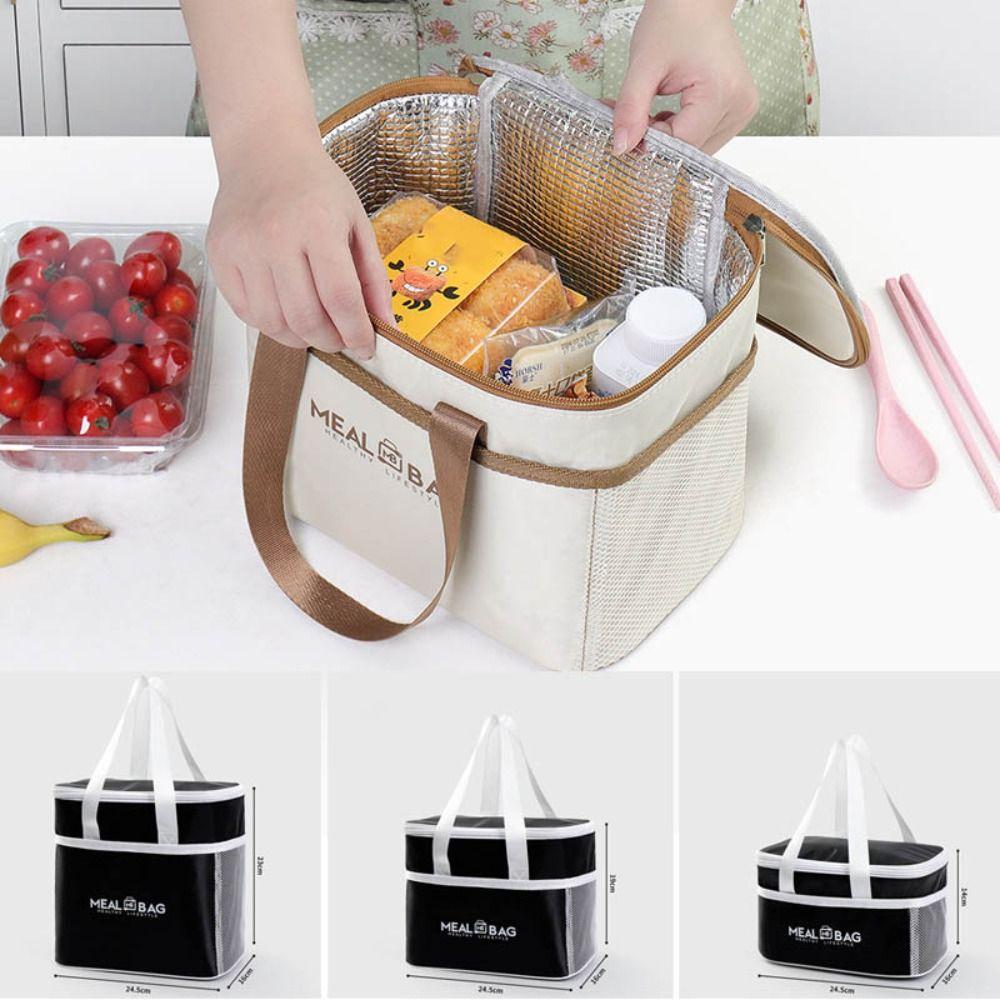 Portable Insulated Lunch Box Storage Bag Large Capacity Waterproof&Dustproof Picnic Handbag Food Thermal Bag