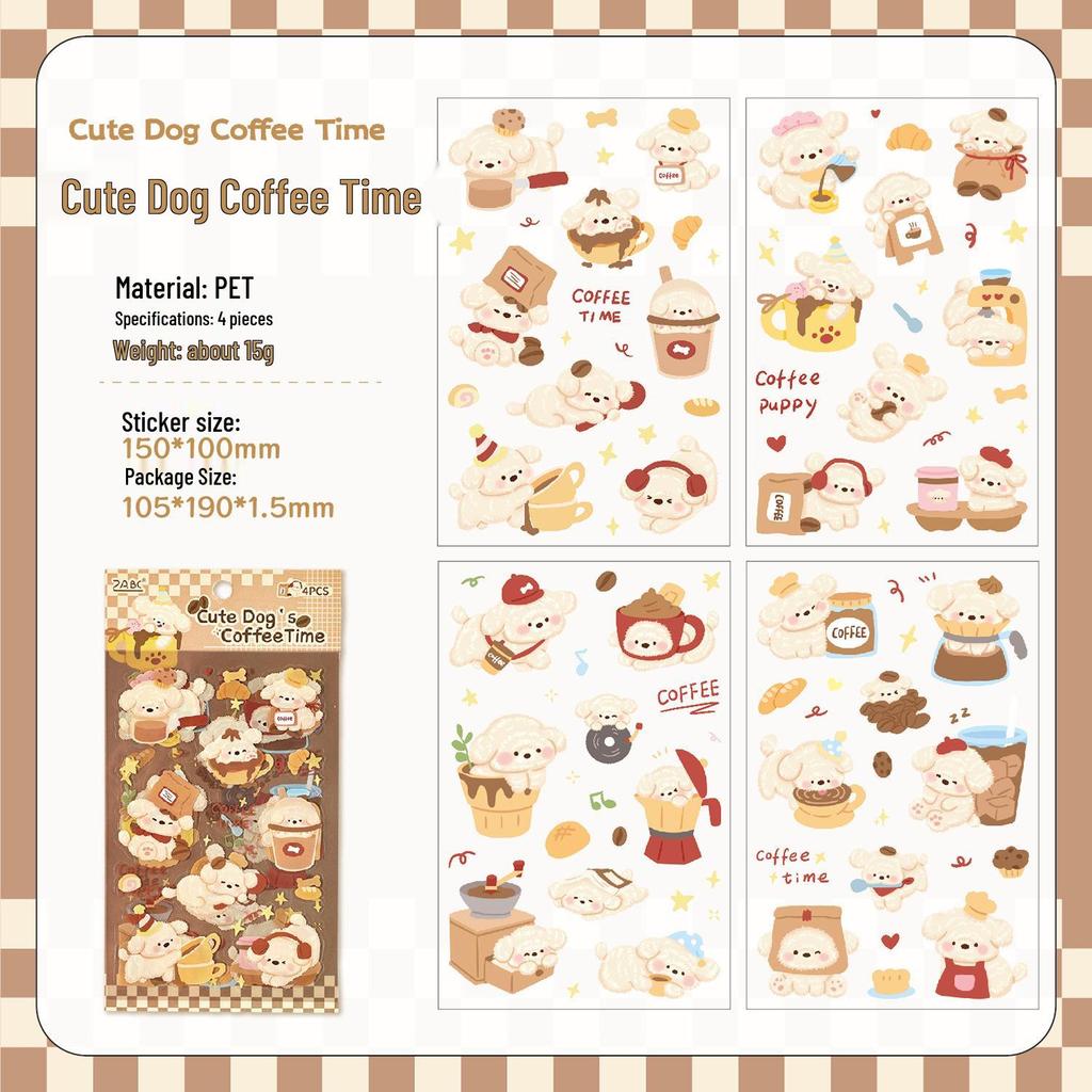 Yue Zhen Cute Pet Tea Party Waterproof Stickers for Journals - Children's PET Sticker Set
