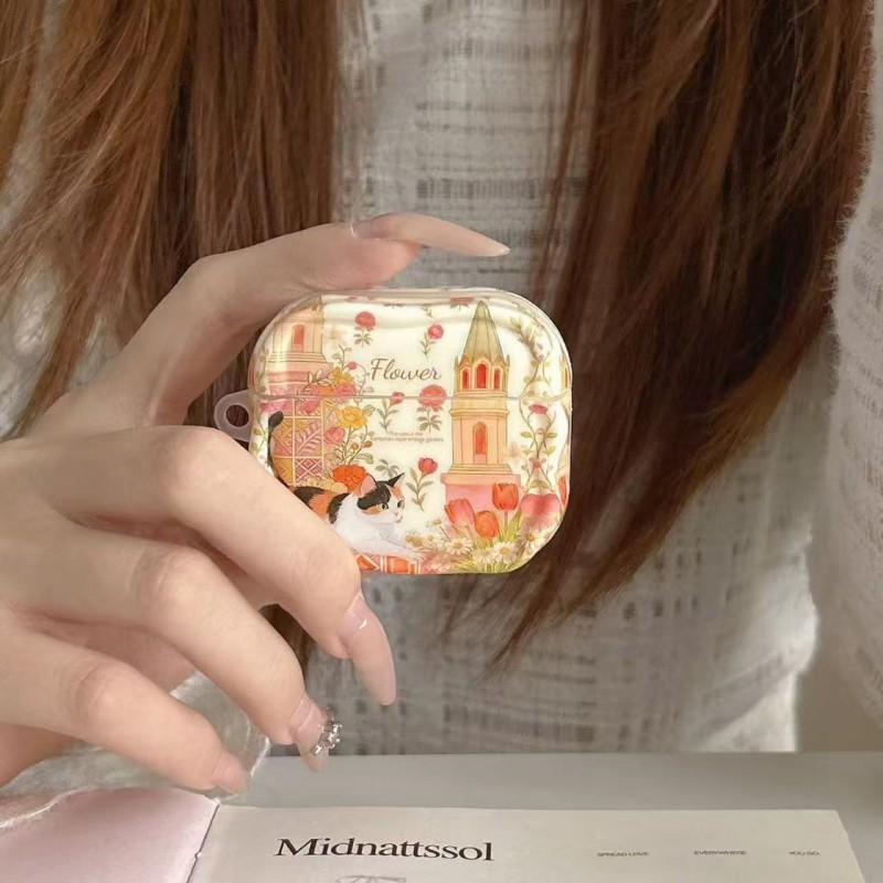 

Ins Wind Castle Cat Suitable Airpodspro3 Generation Earphone Cover Apple Bluetooth Protective Case 4/2 Soft Silicone AirPods 1 2 Generation