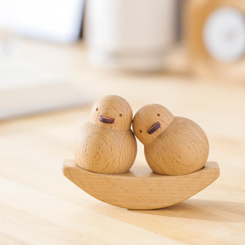 Kreative Enten-Paar-Ornamente Holzstil Freundschaftsdekorationen, Geburtstags-Valentinstagsgeschenke für Mädchen, Schreibtisch-Ornamente