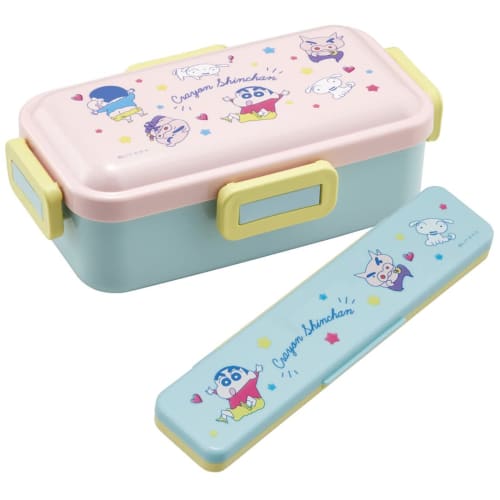 Skater Bento Box, 530ml, Single Tier, Made In Japan, for Women, with 4-Point Locking Closure, Leak-Resistant, Dishwasher and Microwave Safe, Crayon Sh