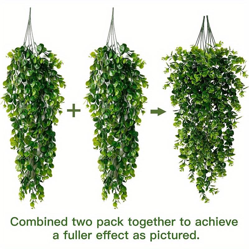 Artificial Hanging Plants Fake Wall Hanging Eucalyptus Plants UV Resistant Plastic Plant Indoor Outdoor Garden Room Decor
