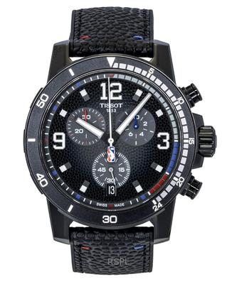 Montre Homme Chronographe Supersport NBA Édition Spéciale Bracelet Cuir Cadran Noir Quartz T125.617.37.067.00 100M
