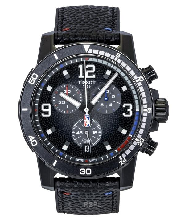 Tissot Supersport NBA Special Edition Chronograph Leather Strap Black Dial Quartz T125.617.37.067.00 100M Men's Watch