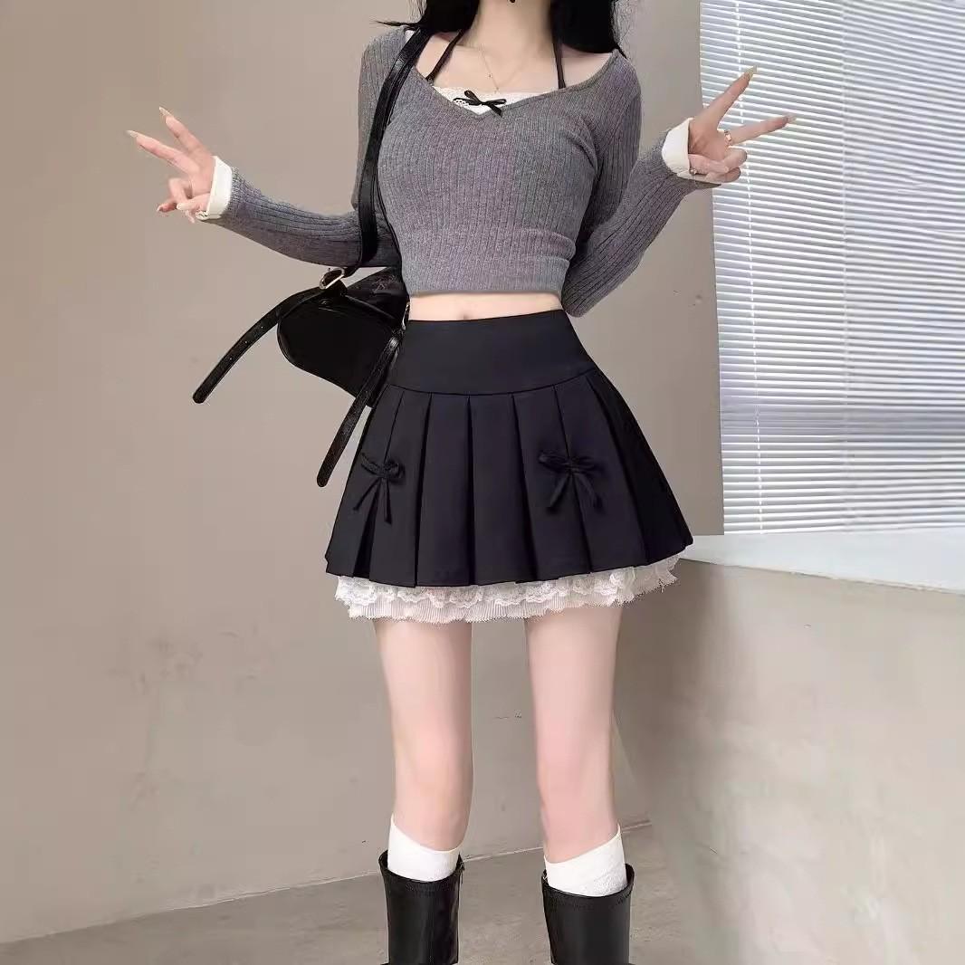

Large-sized Lace Trim Spliced With Pleated Half-body XXL чорний