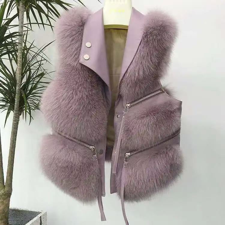 Faux Fur Winter Short Vest Jacket for Women Warm Coat
