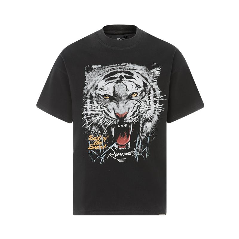 

Мужская футболка с круглым вырезом, коротким рукавом и принтом тигра, модная, с выразительной индивидуальностью, доминирующая, высокого качества, весна/лето 4XL