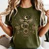 T-shirt Drago Celeste Fase Lunare Magica Boho Floreale Stile Gotico Moda Donna Casual Maglietta Design Retrò Top Stampati