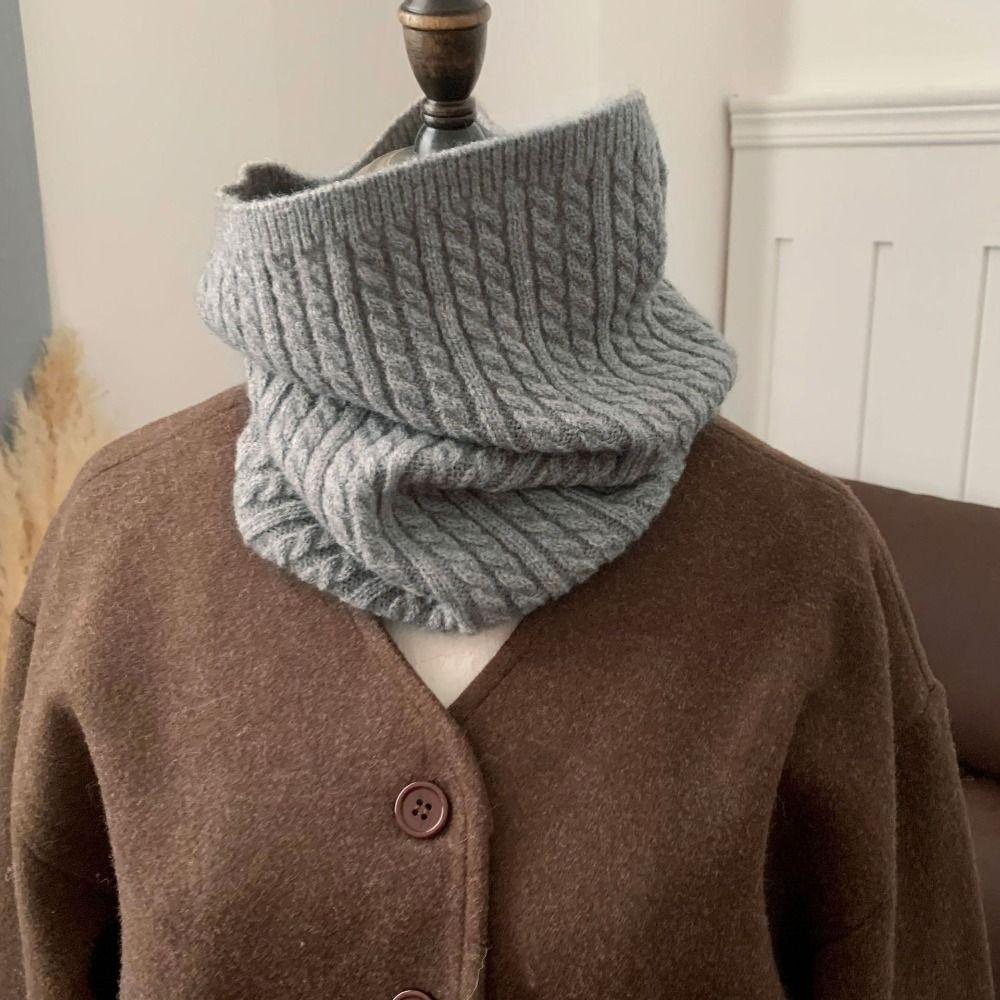 Korean Style Knitted Scarf Solid Color Pullover Wool Bib Simple Turtleneck Fake Collar Women