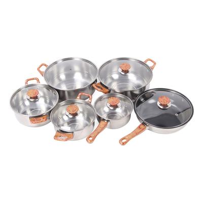 Kastruller Pannor Set Träkorn Modell Rostfritt Stål Glas Fenolplast med Ergonomiskt Handtag Kök C