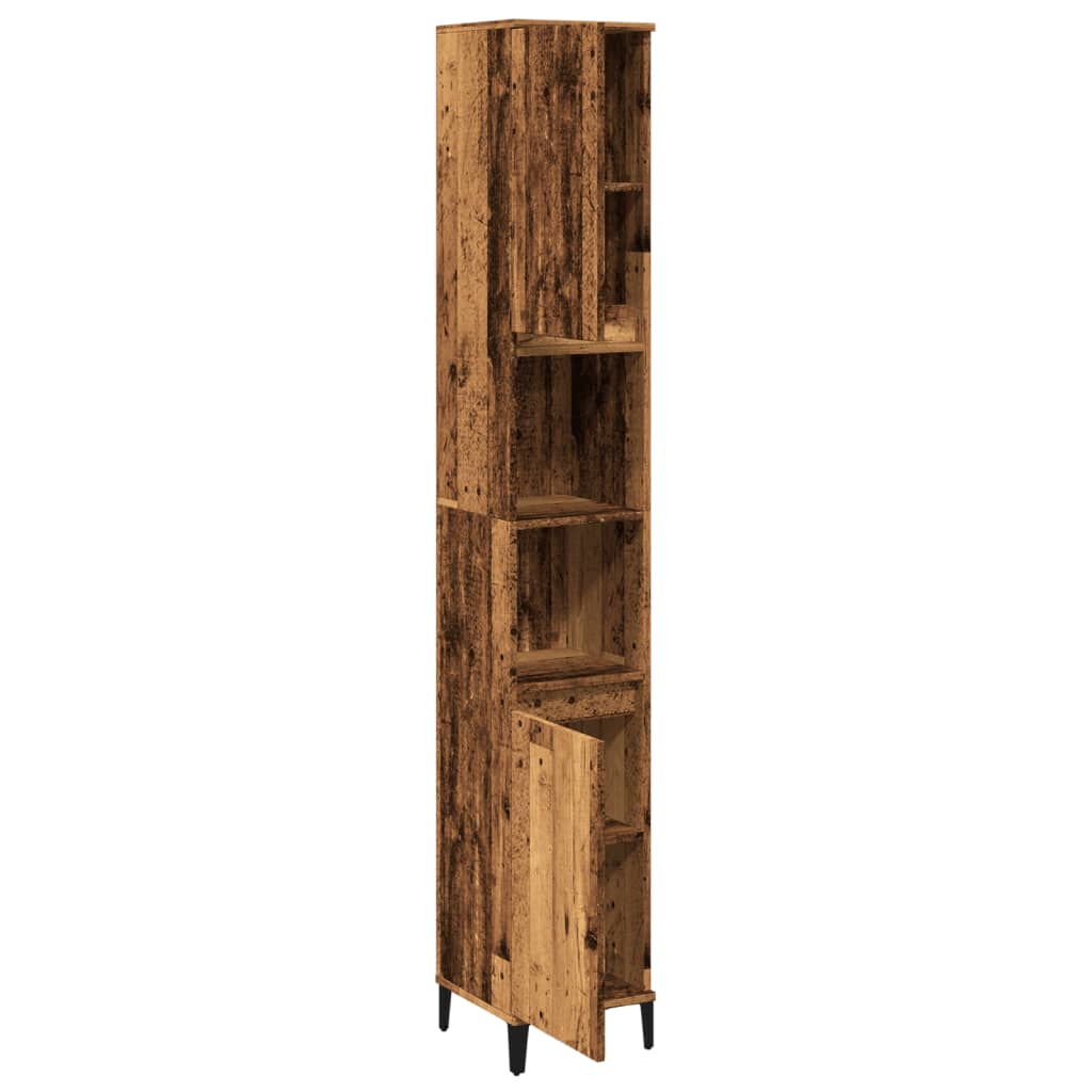 Bathroom Cabinet with Vintage Wood Effect 30 x 30 x 190 cm Engineered Wood