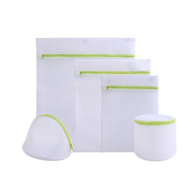 6Pcs Mesh Laundry Bag Coat Bra Stocking Wash Portable Travel Laundry Bag Washing Bag with Zipper Lock Green