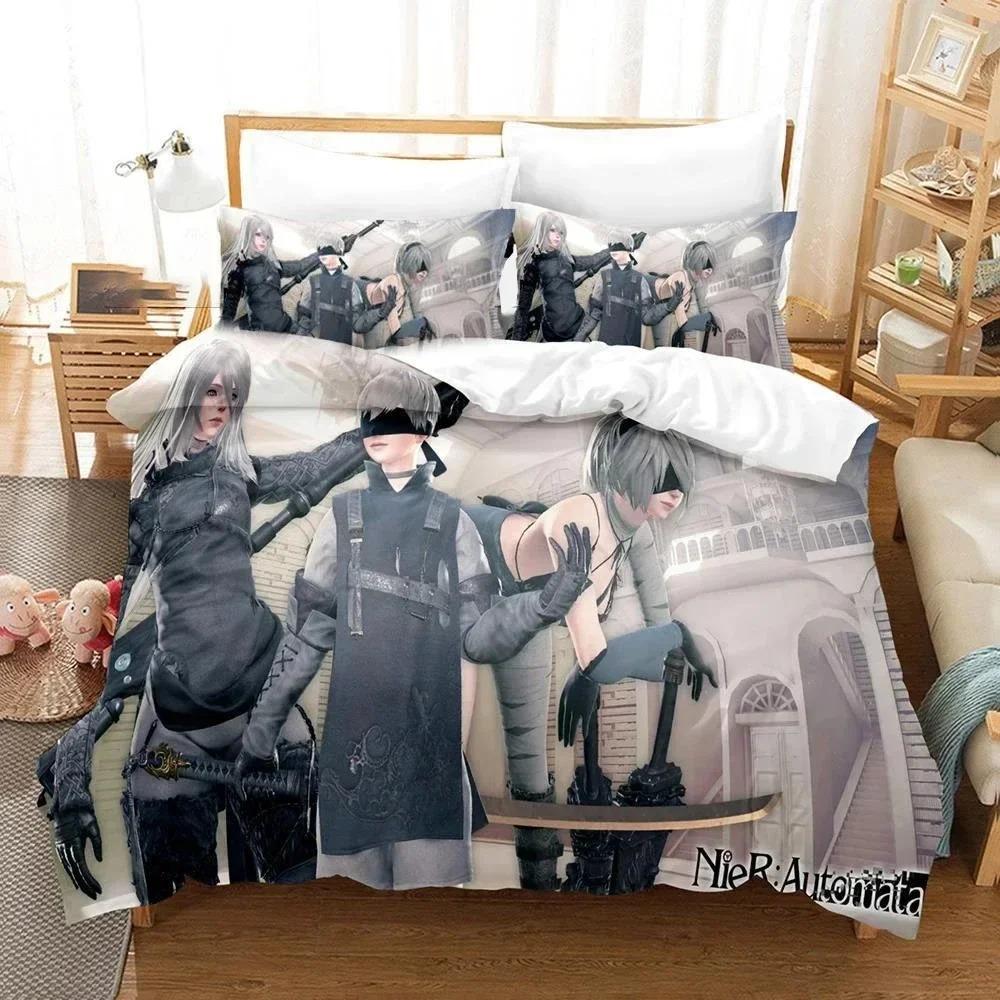 3D Printed NieR Automata Beding Set For Bedrom Soft Modern Bedspreads Comefortable Children Kids Soft Duvet Cover Comfortable Quilt Cover And