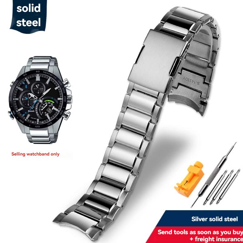 Для серії Casio EDIFICE Ремінець EQB-500 EQB-501 EQB-800 EFR-303 Зі Solid вигнутим кінцем Ланцюжок для годинника з нержавіючої сталі Чоловічий 22 мм Ремінець для годинника