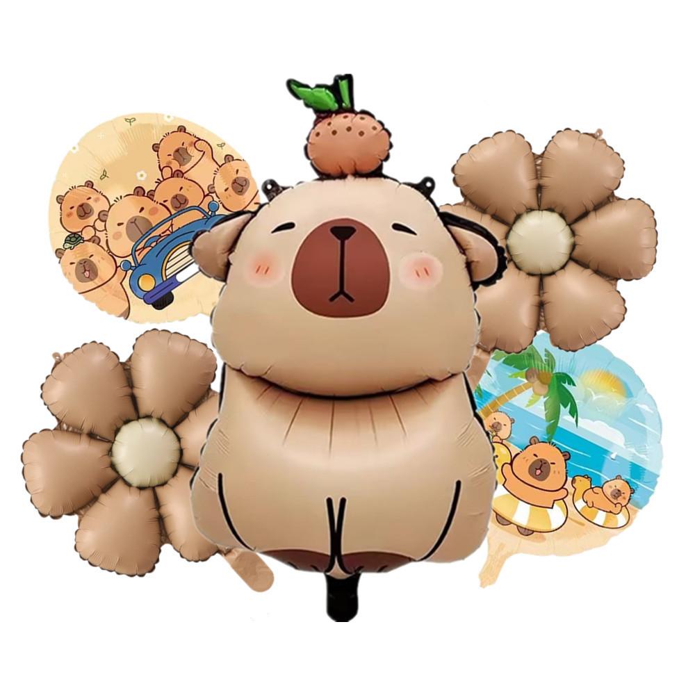 Animal Kapibara Birthday Daisy Flower Aluminum Film Latex Balloon Set Banquet Arrangement Supplies