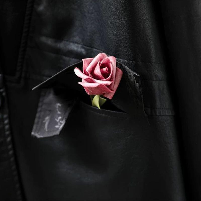Ledermäntel für Damen PU-Jacke Wendbare Windjacke Locker Lässig Schwarze Jacke Top