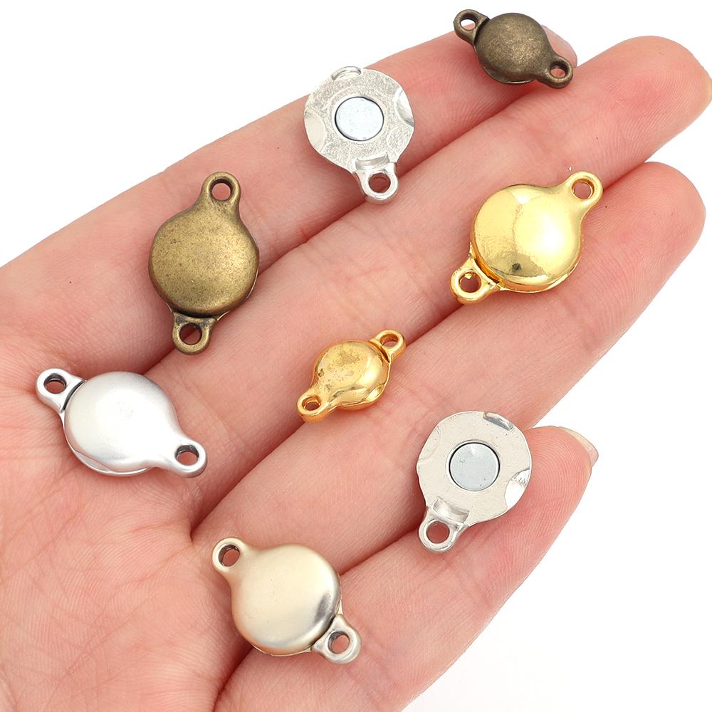 5pcs Alloy Strong Magnetic Clasps Flat Round End Clasps Buckles Connectors For Jewelry Making DIY Necklace Bracelets Accessories