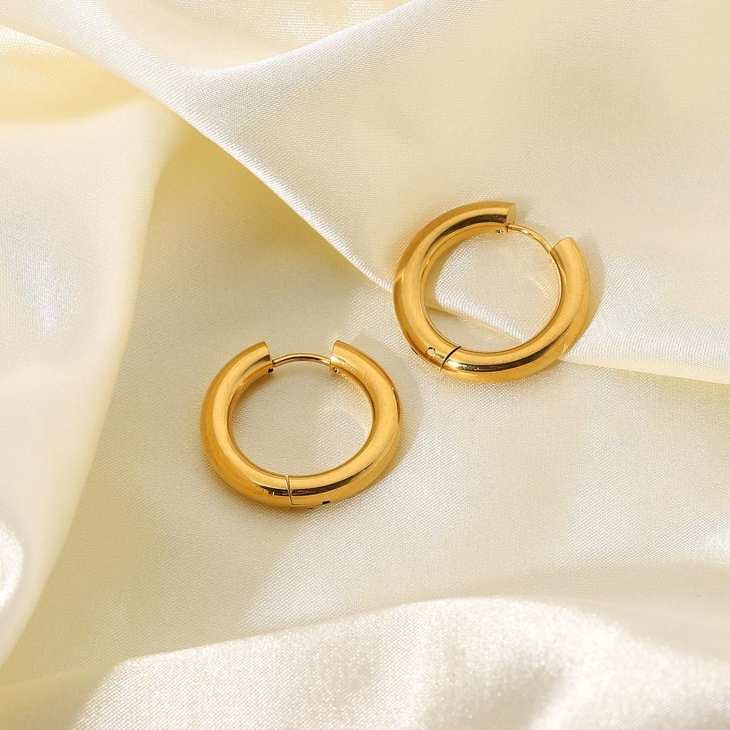 Stainless Goldplated Elegant Steel Geometric Hoop Earrings 18k Gold Titanium Steel Earrings Circle