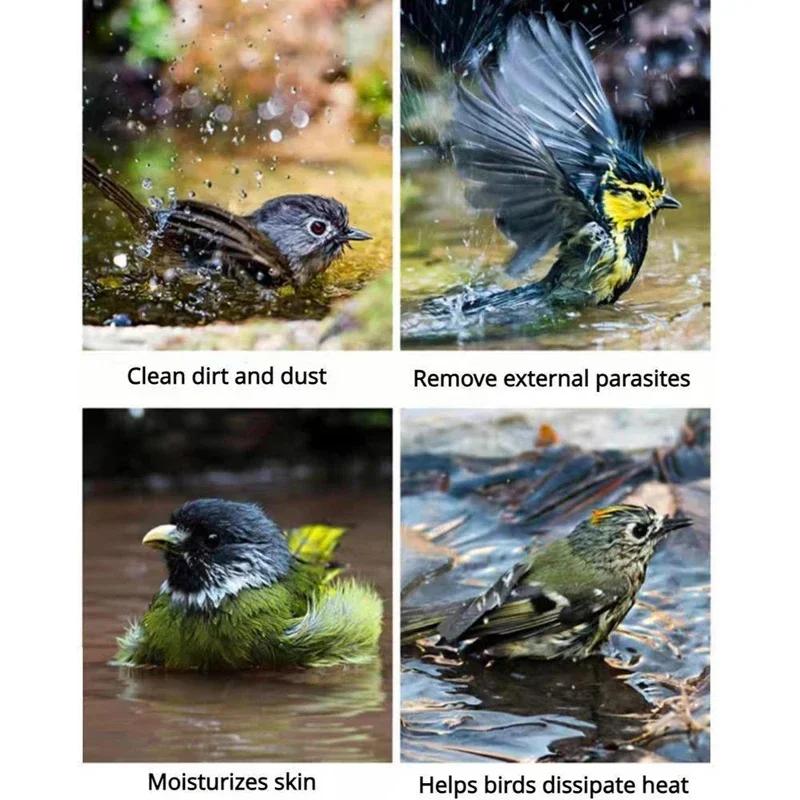 Bird Water Bath Tub for Pet Cage Hanging Bowl Parrot Parakeet Bird Bath with Mirror Birdbath