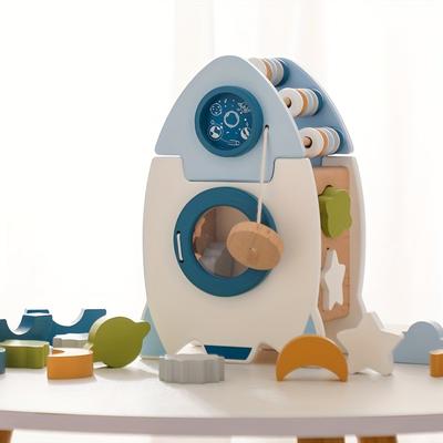 Lernraketen-Bausteine für Kinder Holz Silikon, Lern-Abakus mit Stern und Mond Kognitive Funktionen, Perfektes Weihnachtsgeschenk