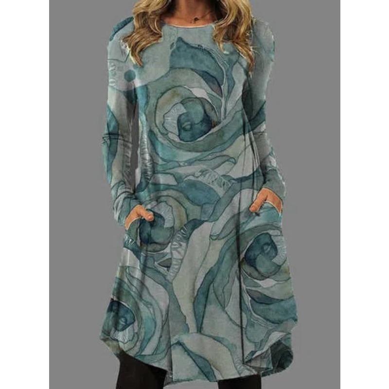 JPNTKY Moda Autunno Inverno Manica Lunga Girocollo Abiti Casual