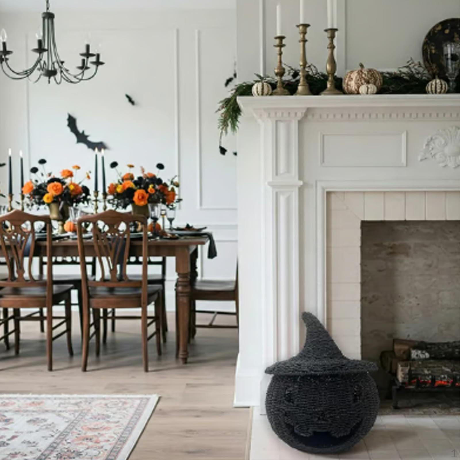 

Handwoven Pumpkin Candle Holder Living Room Party Home Desk Storage Ornament