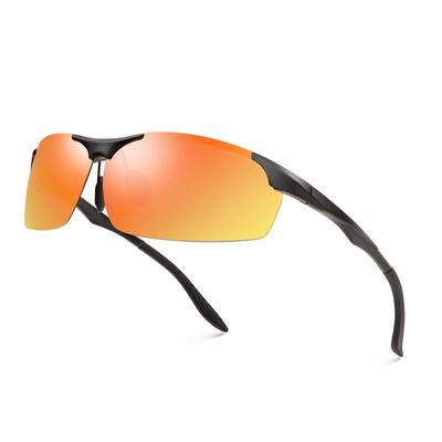 Polarized Sunglasses UV400 Oval Square Small Alloy Half Rim Frame Lightweight Sports Bicycle Fishing Driving B1087 [FEISEDY] Men's