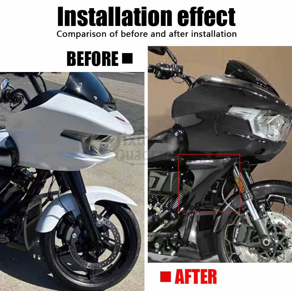 Motorcycle Front Side Fairing Panel with Bracket Kits Gloss Black Iron Alloys ABS For Harley CVO Road Glide Upgrade 2024 -Later