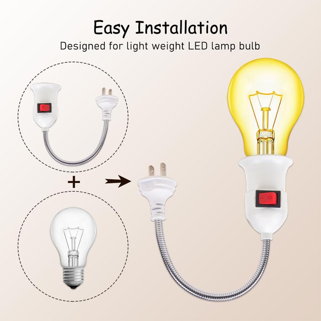 Bendable E27 Lamp Holder Table With Switch Light Adapter Bulb Flexible Extension With Us Plug Sockets Screw Type Wall Base Lamps