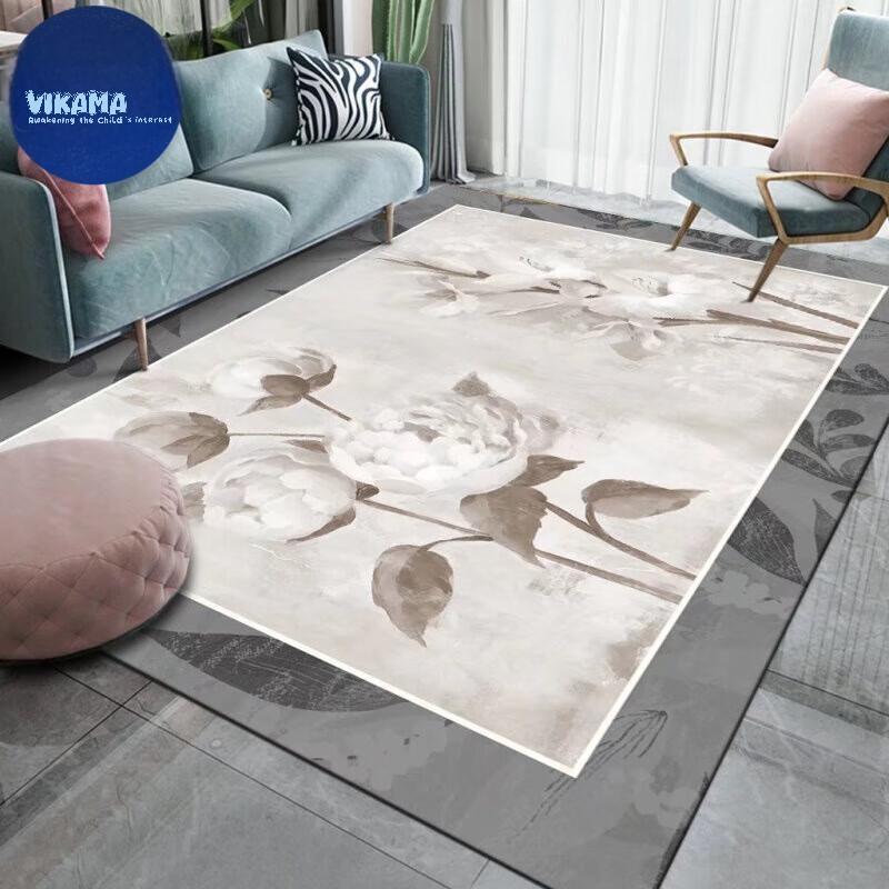 Modern Simple Crystal Pile Home Decorative Carpet Bedroom Bedside Rug Doormat Machine Washable