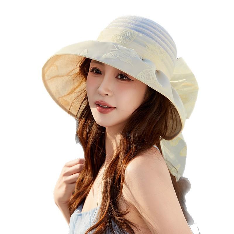 New sun hat women's summer mesh bow UV protection face cover fashion sun hat