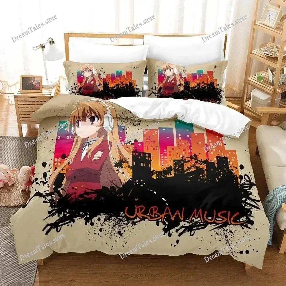 Toradora New Bedding Set Cartoon Anime Adult Kid Bedroom Duvet Cover Sets 3D Kawaii Girls Roupa De Cama Casal