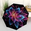1pc Neon Lotus Fashionable Automatic Opening/Closing Folding Umbrella with 8 Iron Bones, Plastic Handle yy251015006