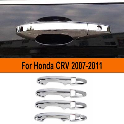 Glänzende Schwarze Kohlefaser Chrom Auto Türgriff Abdeckung Dekor Zierleiste Aufkleber Styling Zubehör Für Honda CRV CR-V 2007-2011 2010