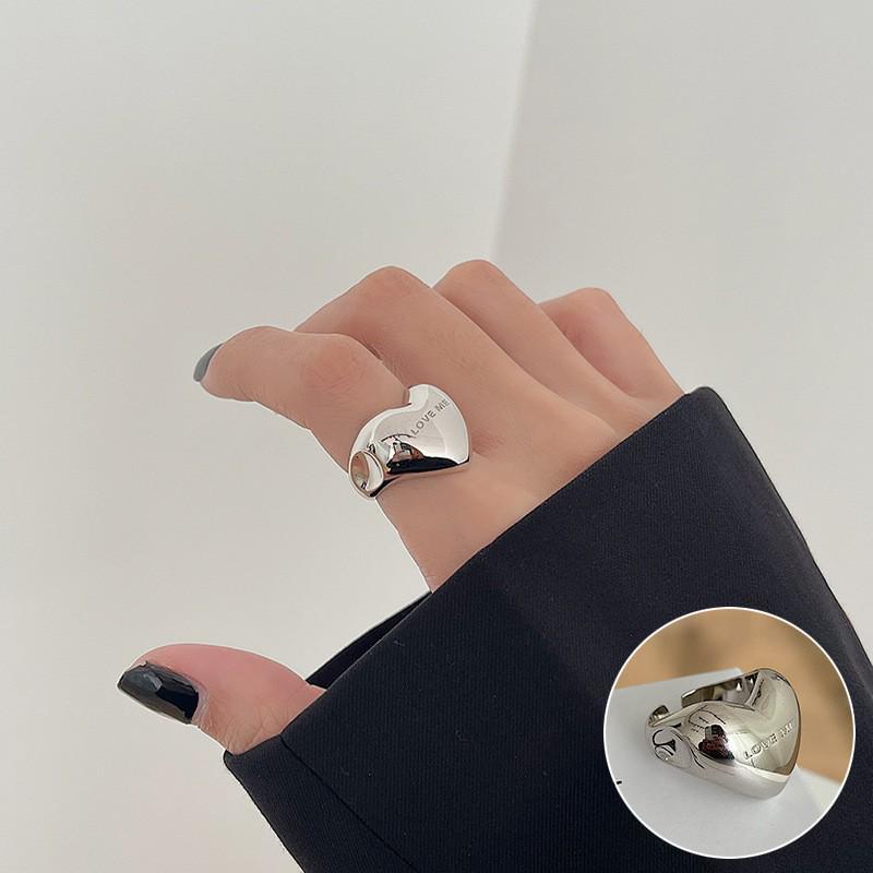 Korean Style S925 Silver-Plated Water Drop Crossover Open Ring – Women's Retro Fashion for Index Finger