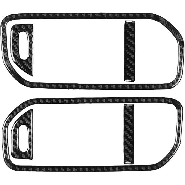 4pcs Carbon Fiber Car Window Lift Switch Cover Stickers Compatible with Dodge RAM 1500/2500/3500 2019-2023 Crew Cab, Door Glass Control Panel Trim