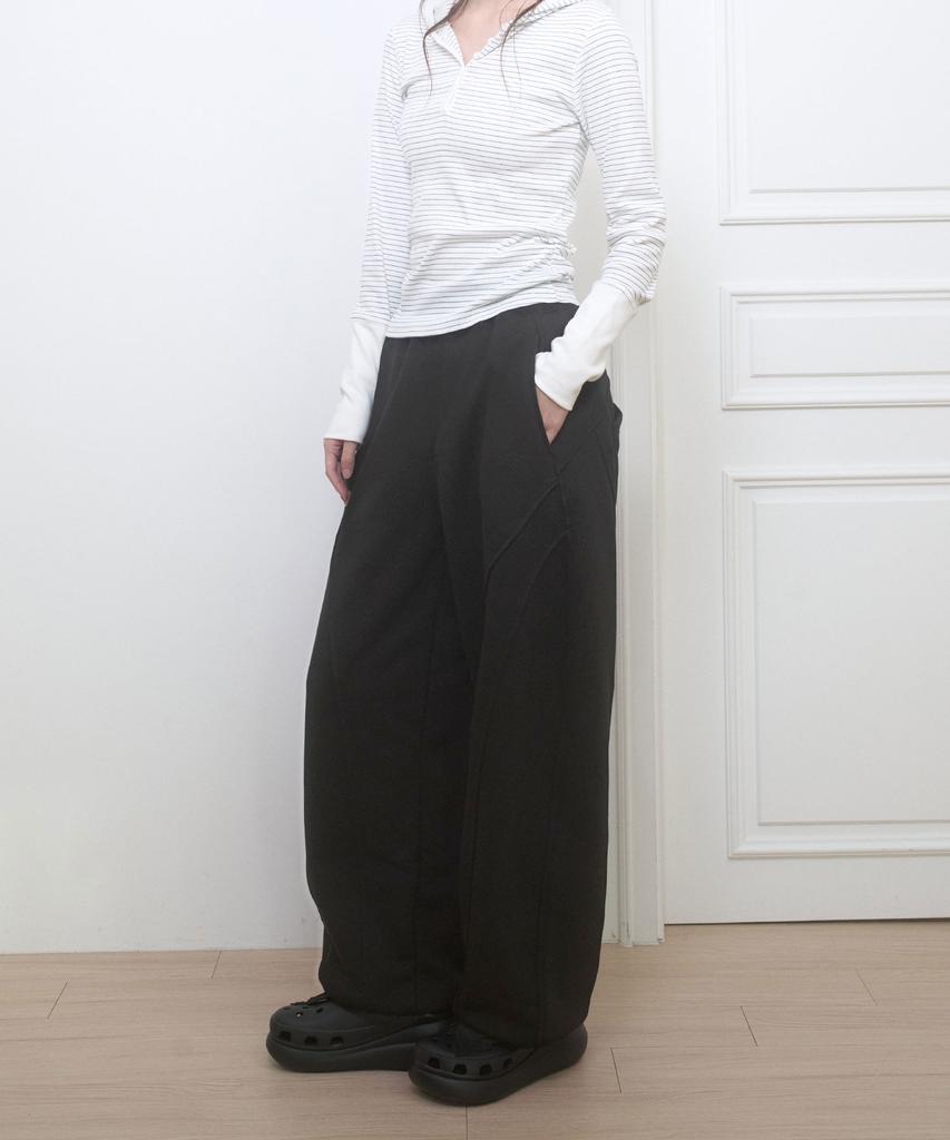 Limekeu Flow Line Wide Pants Black