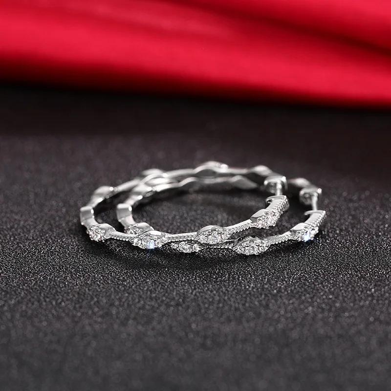 Ma Yan Women'S Geometric Zircon Circle Earrings Exaggerated Personality Fashion Trendy Cool Sweet Circular Jewelry