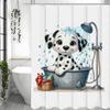Urocza kreskówkowa zasłona prysznicowa w kropki z psem, dekoracyjna zasłona prysznicowa do łazienki, wodoodporna zasłona prysznicowa z haczykami