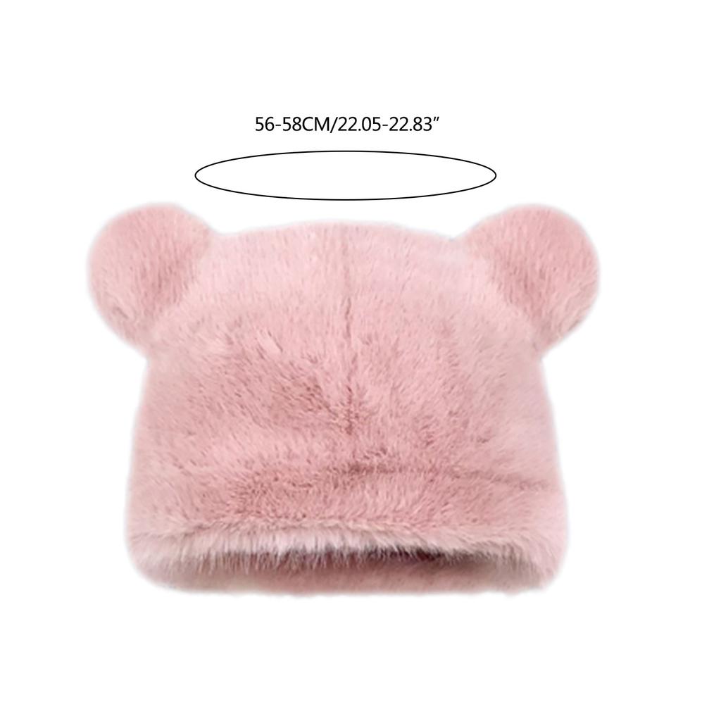 Cartoon Bear Plush Hat for Winter Lovely Animal Ear Warm Beanie Hat for Teens Adult Outdoor Sport Activity Skiing Hat