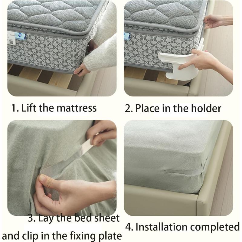 4pcs Adjustable Bed Sheet Fasteners Lock Sheet Holders Heavy Duty Bed Corner Tightener Clips Mattress Straps Fit All Sheet Sizes
