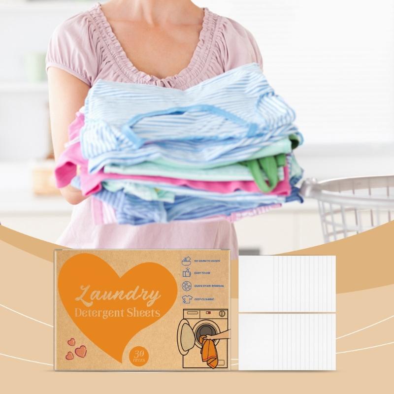 30Pcs Laundry Detergent Sheets Laundry Soap Strips Clothing Washing Supplies Laundry Detergent Liquidless Laundry Soap