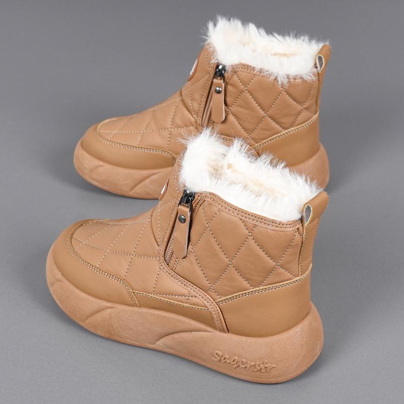34-42 Women's Winter Plus Size Fashionable Double Zipper Thick Soled High Top Cotton Shoes Women's Snow Boots
