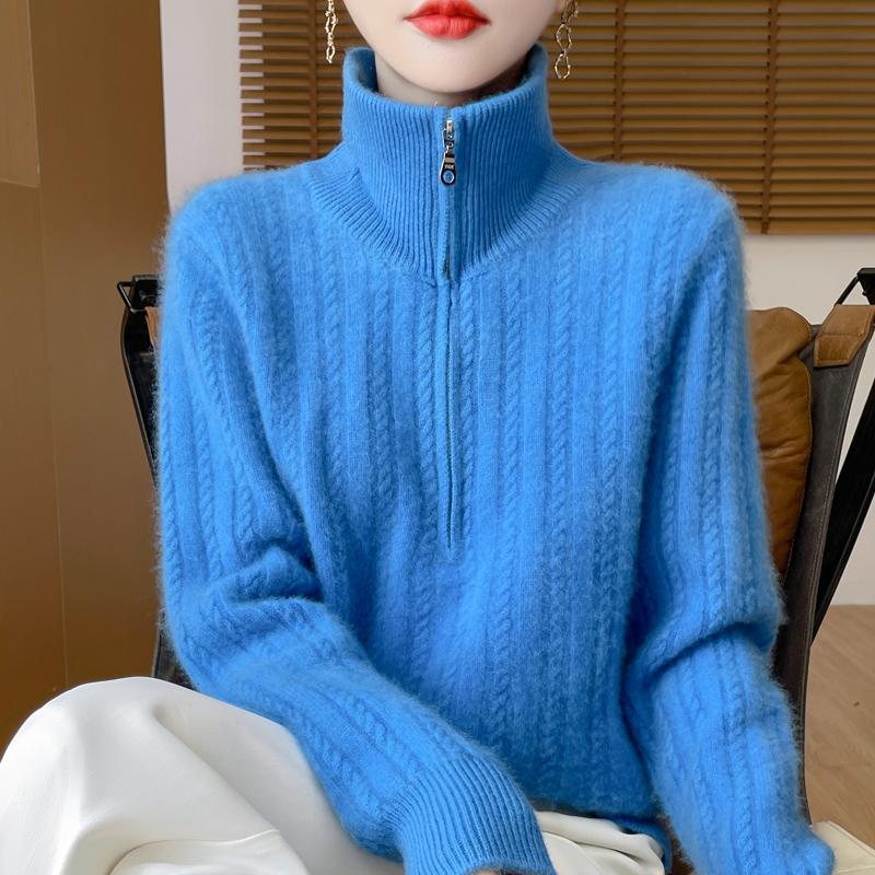 Women's Cashmere Sweater Qinghe Cashmere 30% Cashmere 70% Wool Women's Autumn and Winter Thick Cashmere Pullover Soft and Warm