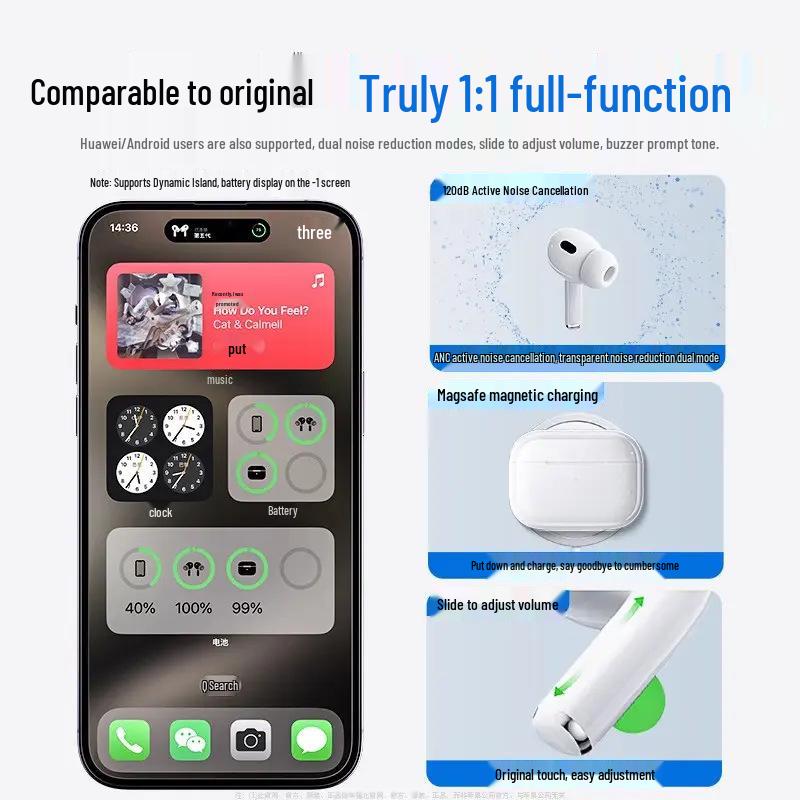 Huaqiangbei Pro 3. Generation Geräuschunterdrückende Bluetooth-Kopfhörer – Hochwertiger Klang für Apple