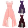 Women's Floral Lace Hi-Lo Bridesmaid Dress Sleeveless Formal Wedding Maxi Dress