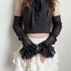 Lace Bowknot Bridal Wrist Gloves Y2K Long Gloves Graceful Womens Sleeve