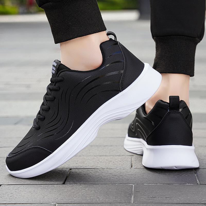 Fashion Running Shoes Men Big Size Casual Outdoor Flat Comfortable Walking Leather Tennis Shoes Lace-up Cheap Sneakers Man