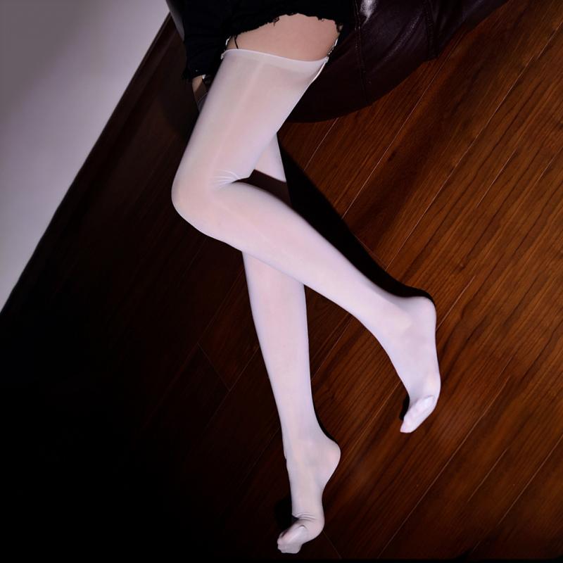 

No Edge Ultra-thin Stockings Oil Shiny Thigh High Sheer Silk Stockings Females Elastic Anti-hook Medias Mujer For Garter Belt One Size